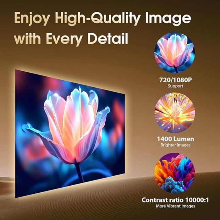 Miniproyector de vídeo portátil - MARCA - HY320 - Full HD 1080p - Decodificación 4K - WiFi 6