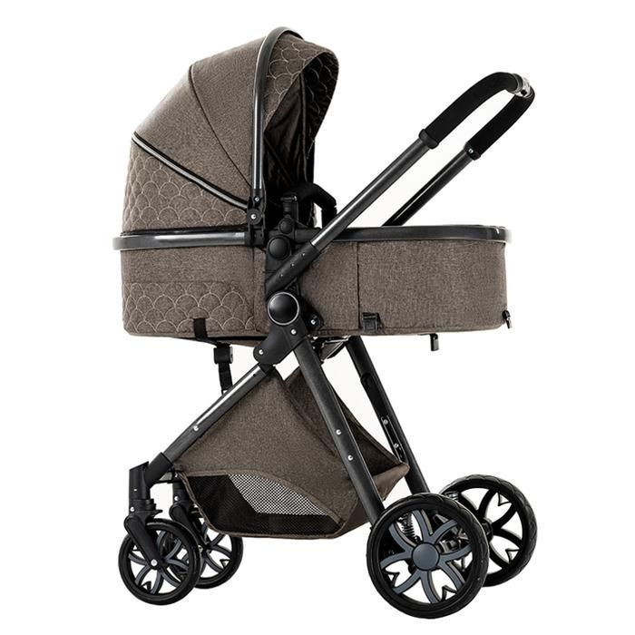 Magic ZC Kinderwagen, 3-in-1 Reisesystem, Kinderwagen mit Handtasche, bis 15 kg, 0–3 Jahre, Ein-Klick-Faltmechanismus, hohe Querformatansicht, Braun