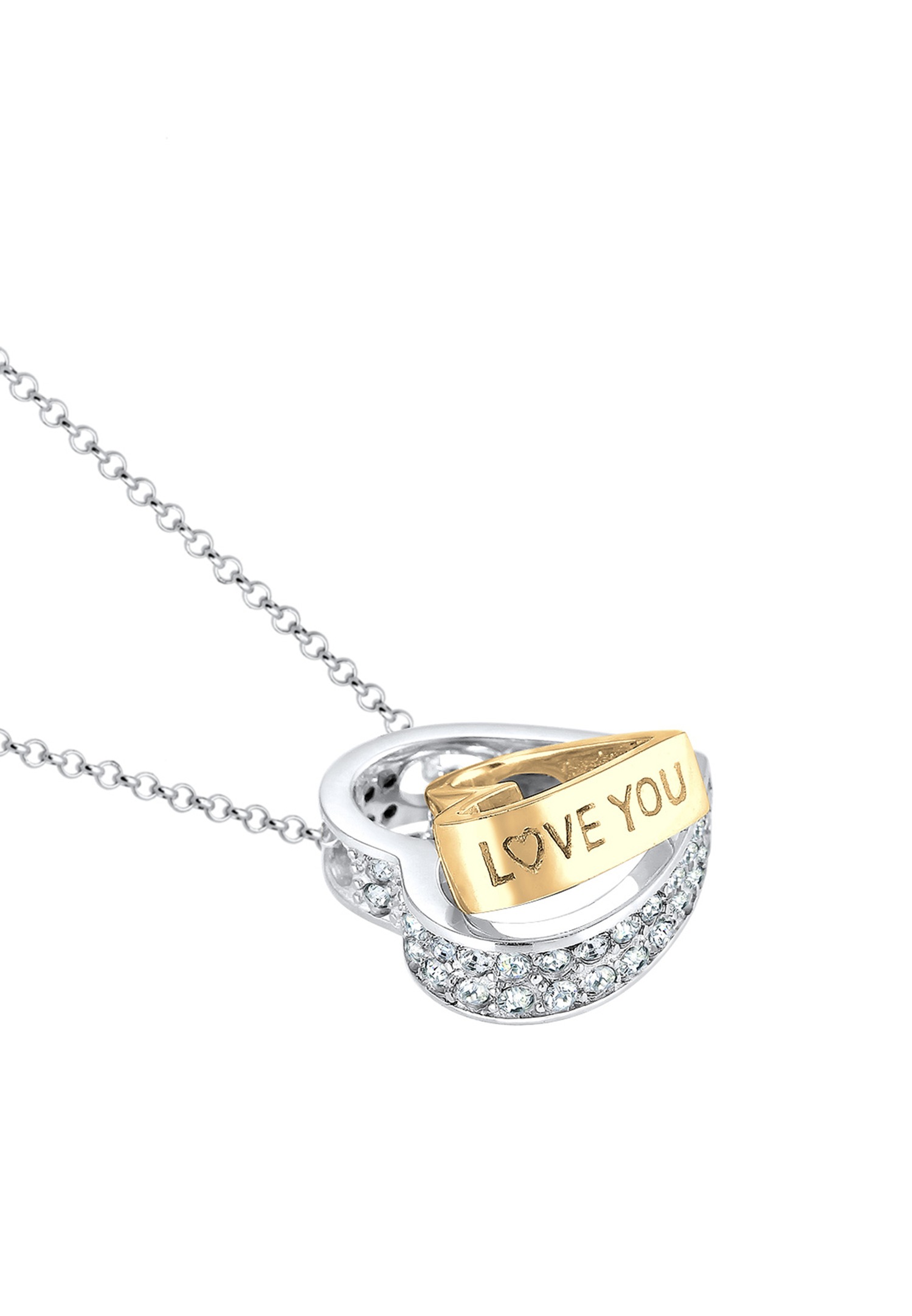 Elli Femmes pendentif cœur fiançailles cristaux en argent sterling 925