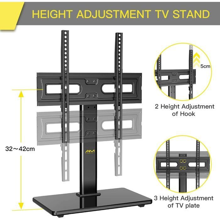 Soporte giratorio universal para TV - para televisores LED, OLED y LCD de 32 a 60 pulgadas, soporte para TV con altura ajustable