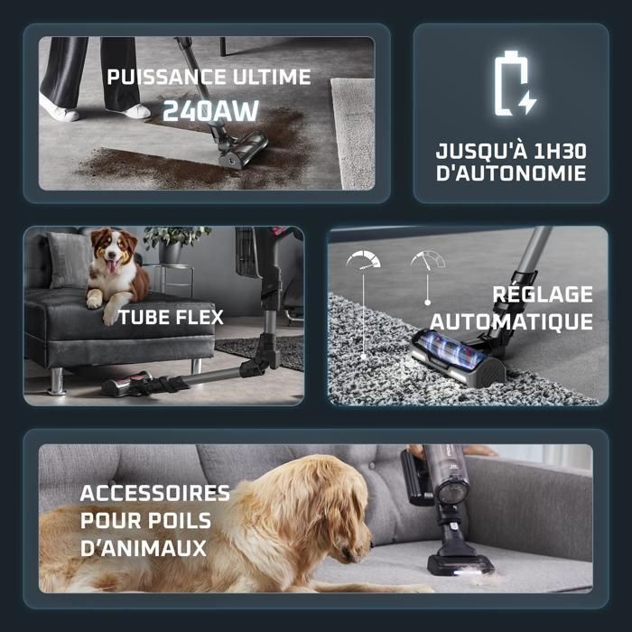 Rowenta X-Force Flex 14.80 Aspirateur balai sans fil, 240 AW, 90 min, Fabriqué en France RH9B74WO