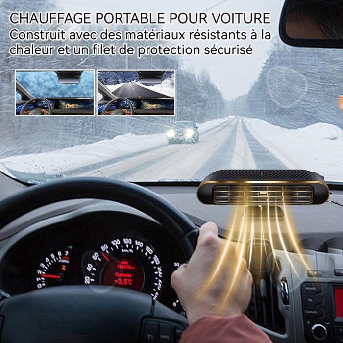 Calefactor para coche 17x9,5x7,5cm 120W 12V ABS Calentamiento rápido Descongelación Desempañador Termostato inteligente Ahorro de energía