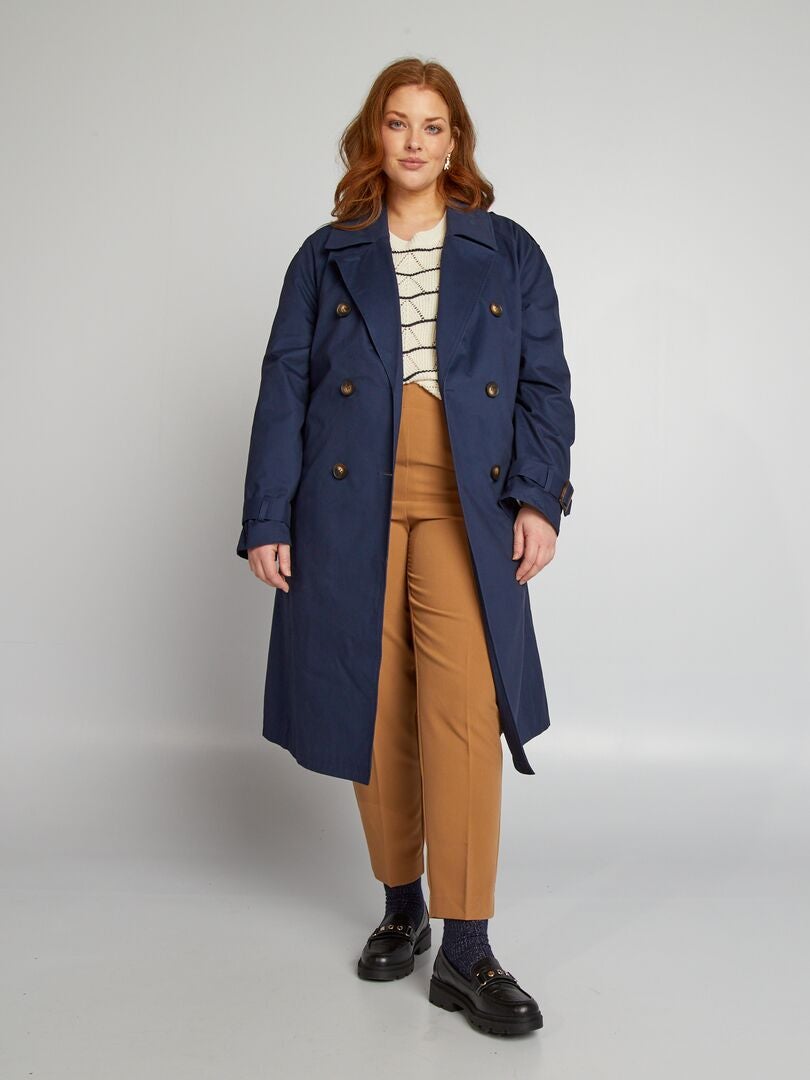 Lange trenchcoat - marineblauw