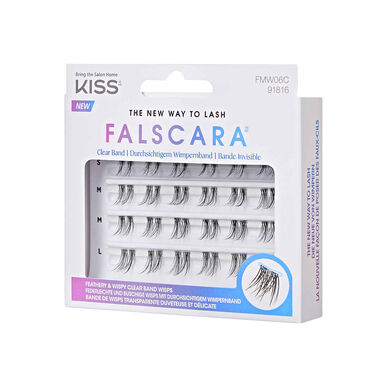 Kiss The New Way To Lash Falscara Clear Band prodloužení řas v pramínku, neviditelný proužek, 24 kusů.
