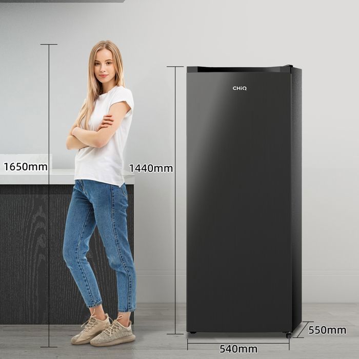 CHiQ Upright Freezer CSD208D4E 177L, 4-Shelf Freezer, 39 dB, Black Steel Design, Adjustable Feet, Reversible Door