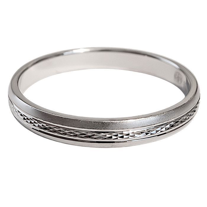 Anillo de boda para mujer de plata de ley 925 chapado en rodio de 3 mm
