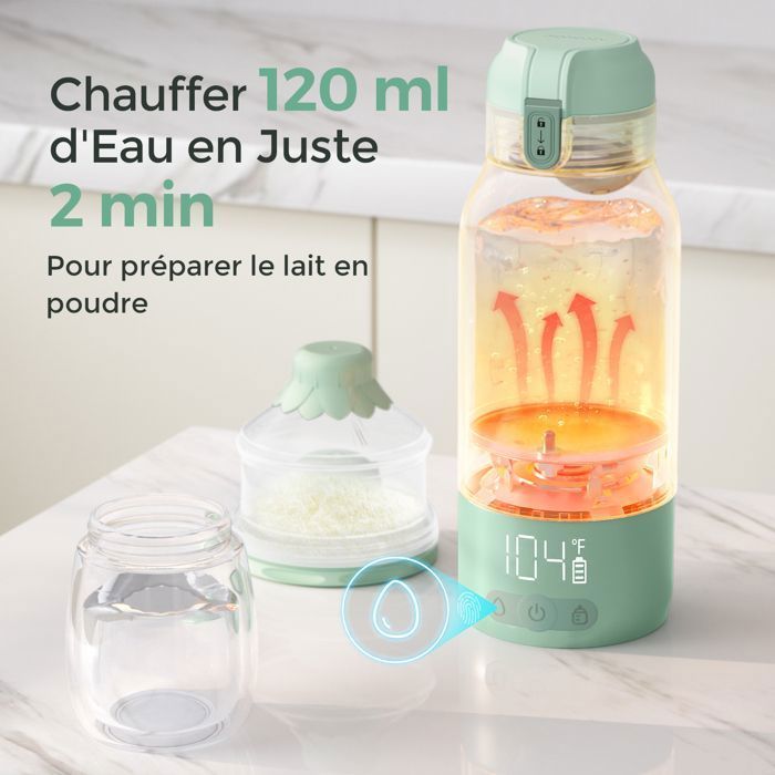 Aquecedor de mamadeiras portátil Momcozy para viagens, com 2 modos de aquecimento para leite materno e água.