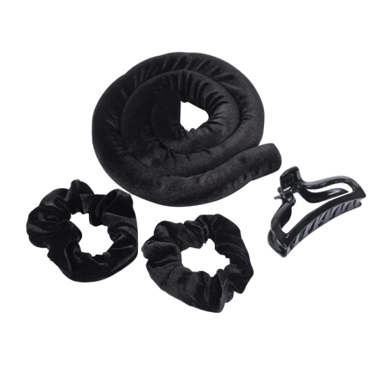 Sister Young Lisa zestaw do kręcenia włosów wałek   2 scrunchie   klips Black