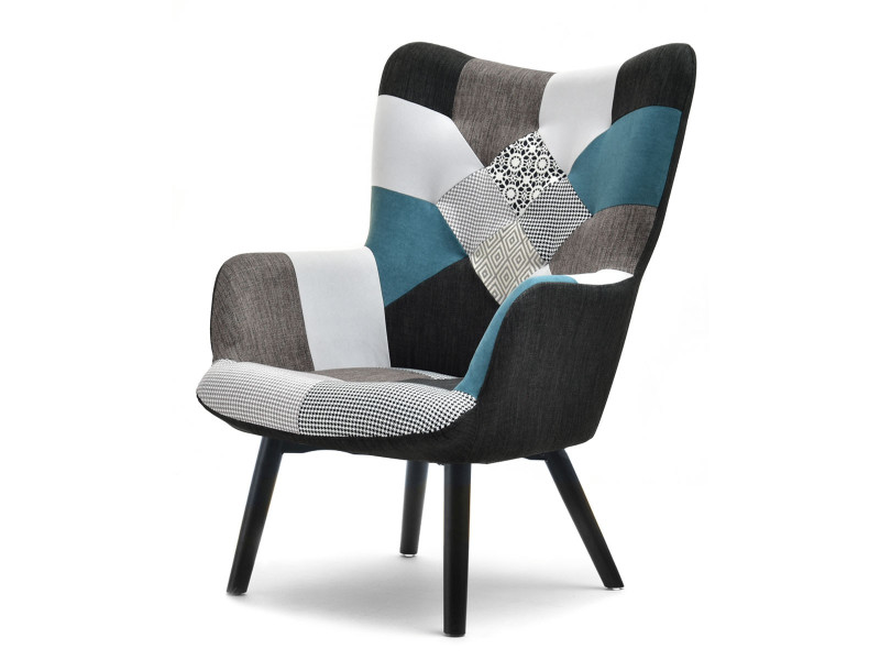 Fotel Nuria Patchwork-4 Tkanina, Podstawa Czarny