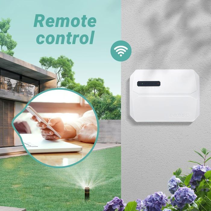 Programmateur d'arrosage WiFi 6 Voies, Minuterie Irrigation Intelligent Contrôleur Arrosage Automatique Jardin Contrôle APP IIC-600