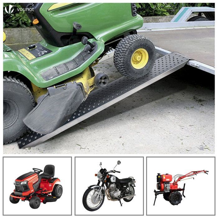 VOUNOT® Juego de 2 rampas de carga de acero galvanizado de 160 cm - Carga máxima de 400 kg - Rampa de acceso antideslizante y anticorrosión