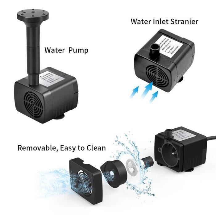 Fuente solar con estaca. Kit de bomba de agua para bebederos de pájaros, estanques, piscinas, jardines y acuarios. Versión mejorada.