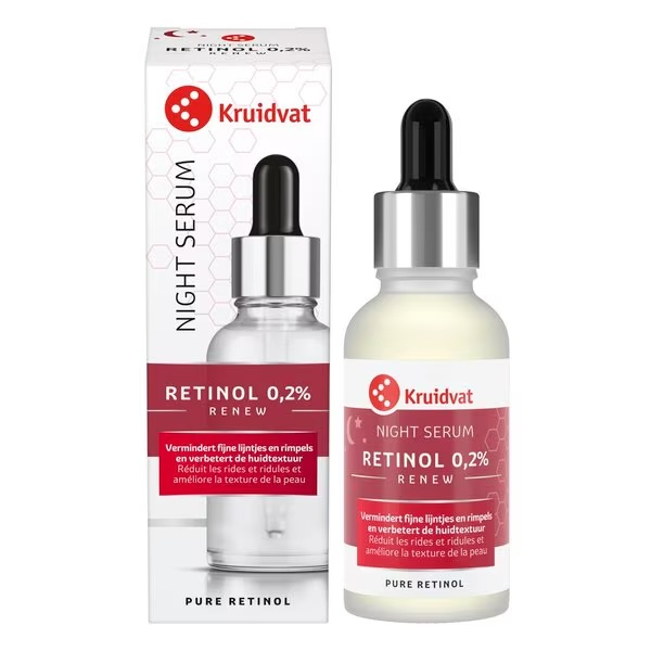 „Kruidvat Renew Retinol 0.2%“ naktinis serumas, 30 ml, visiems odos tipams
