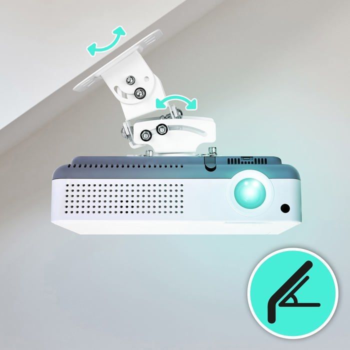 Duronic PB05XB Ceiling Projector Mount, 360° Rotating, 30° Tilting and 20° Swivel, Maximum Load 13.6 kg, Ideal for
