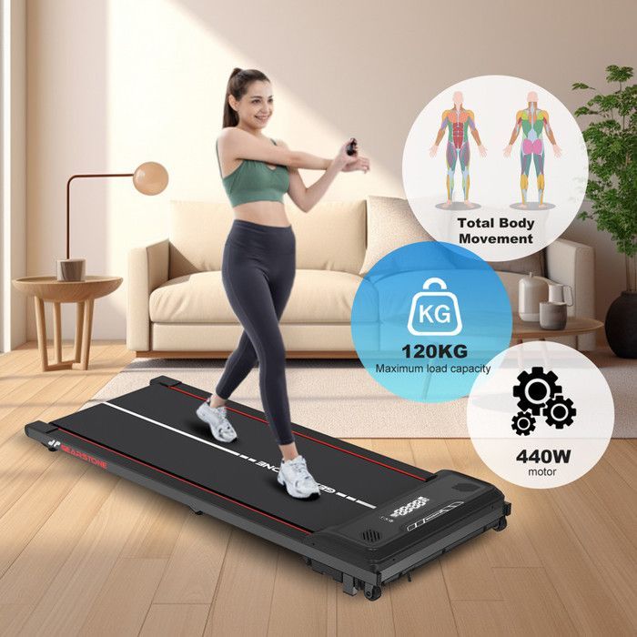Tapis roulant WP6 per camminata/corsa, motore da 440 W, velocità da 1,0 a 6,0 km/h, dimensioni del nastro 1228*490*121 mm, nero con dettagli rossi