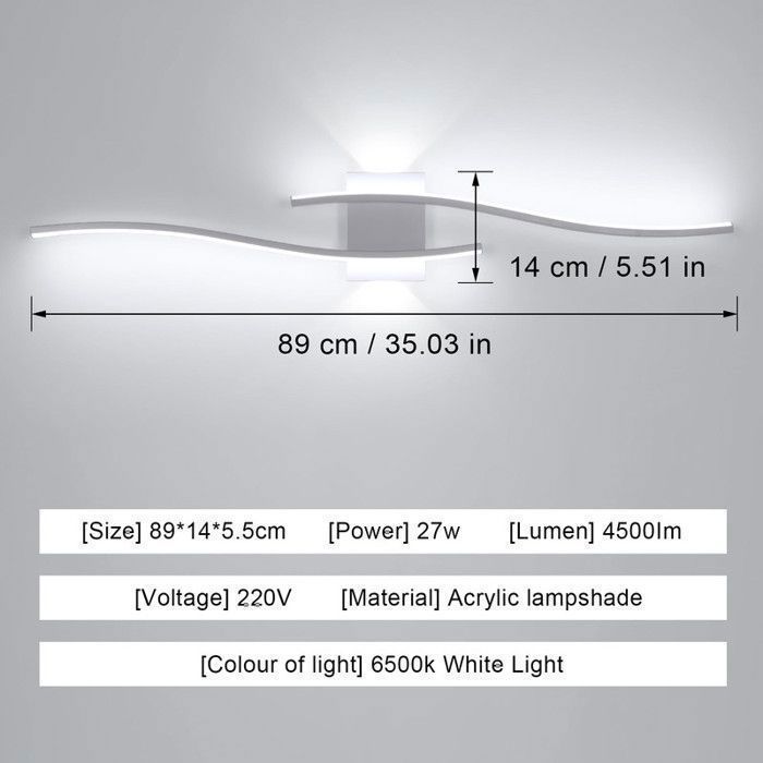 DELIPOP Applique Murale LED 27W - 6500K Blanc Froid - Éclairage Intérieur Moderne - Écoénergétique pour Escaliers, Couloir, Salon