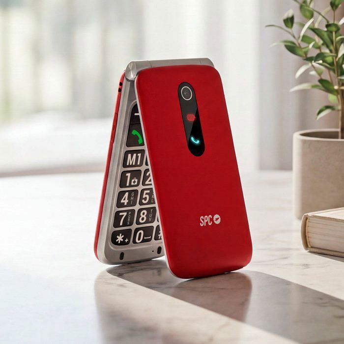 Téléphone portable pour senior (clapet) -  SPC STELLA 3 - Grandes touches - Bouton SOS - 4G VoLTE