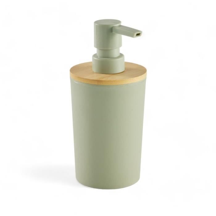 Juego de 6 accesorios de baño - HOY - UTILIDAD - Dispensador de jabón, vaso, portacepillos de dientes, jabonera, escobilla de baño, papelera - Verde