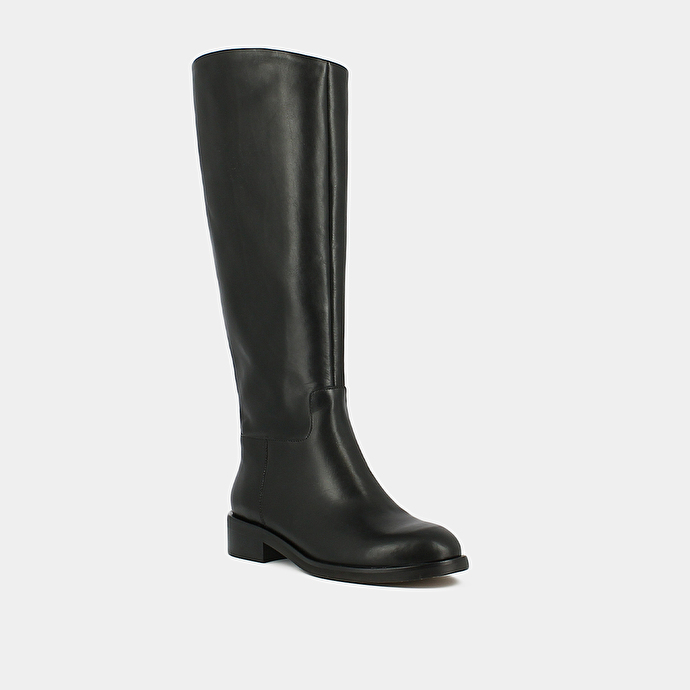 Bottes hautes  en cuir noir