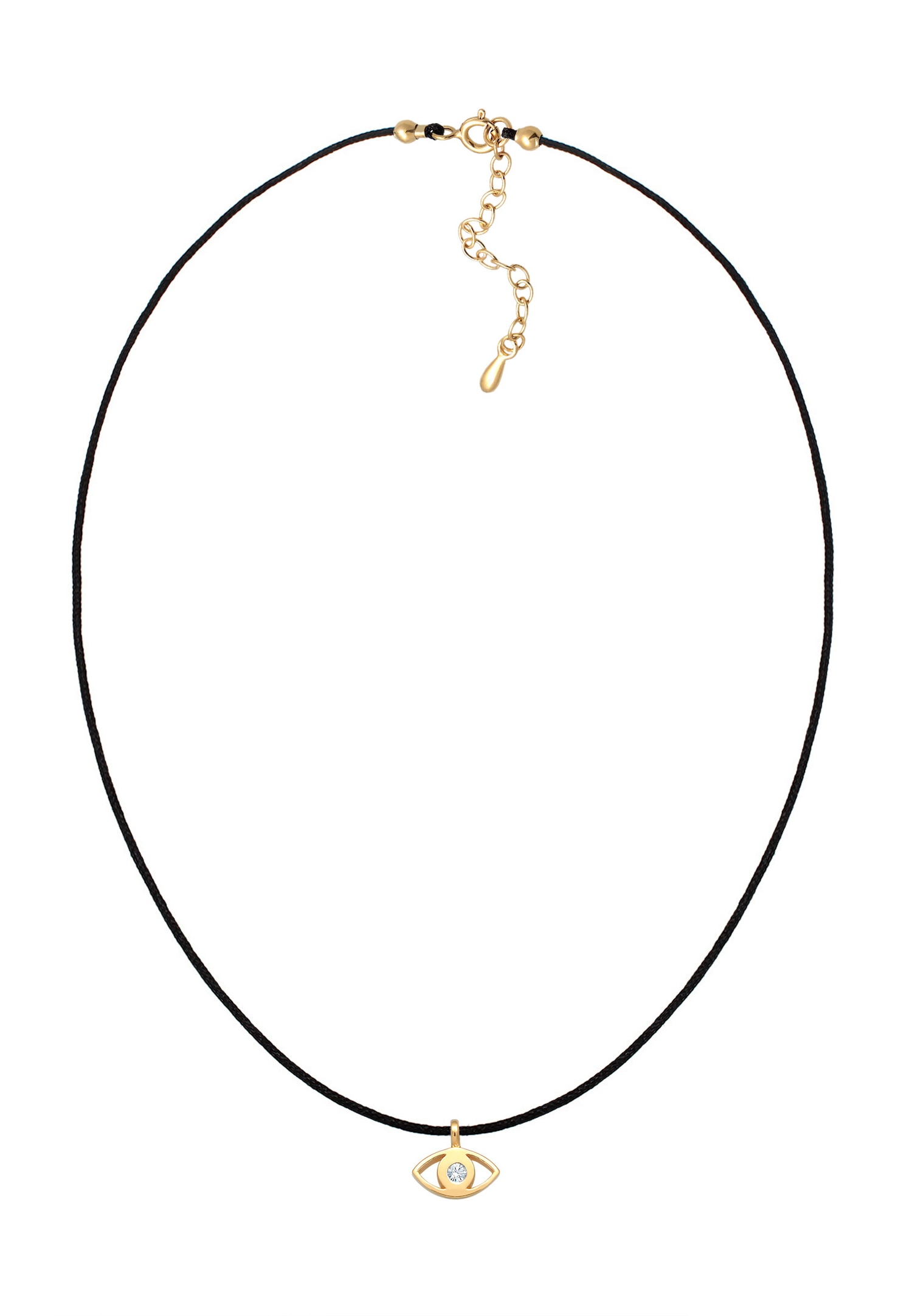 Elli Femmes Choker Evil Eye pendentif avec cristal et textile en argent sterling 925 plaqué or