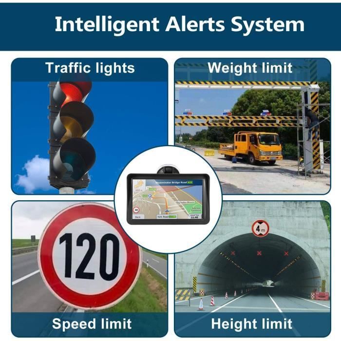 Navigateur GPS tactile pour voiture, navigation satellite pour pare-soleil de camion 256M + 8G, carte d'Europe, 9 pouces
