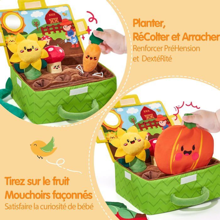 ZUUKO Baby Sensorisch Speelgoed - 11 Stukjes - 19,51 x 14,99 x 8,99 cm - Meerkleurig - Rammelaar - Spiegel - Pieper