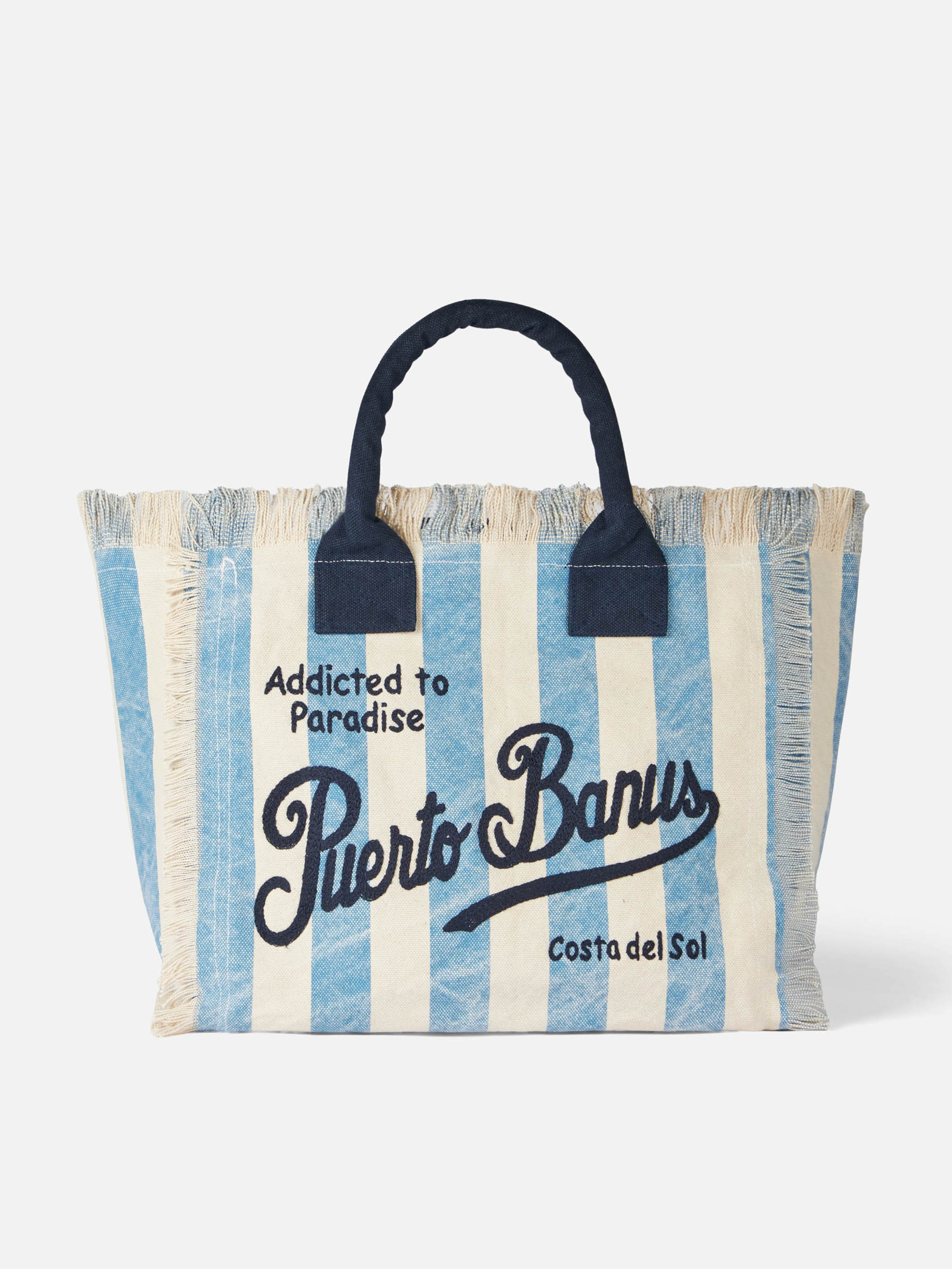 Bolso de hombro de lona con estampado de Puerto Banús