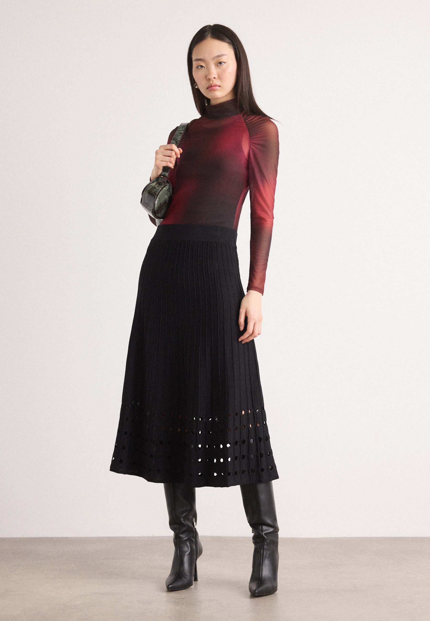 DKNY SKIRT - Sukně s áčkovým výstřihem - black