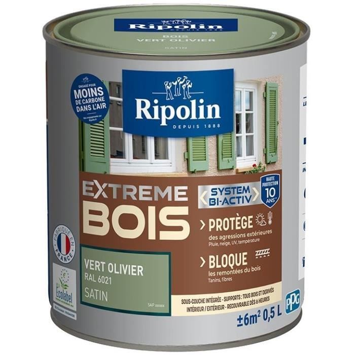 RIPOLIN Houtverf voor binnen en buiten - Olijfgroen RAL 6021 Satijn, 0,5L