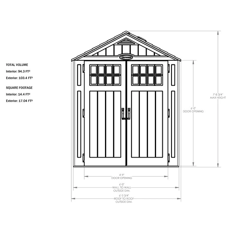 Everett Outdoor Kunststoff-Geräteschuppen, 1,83 m breit x 0,91 m tief
