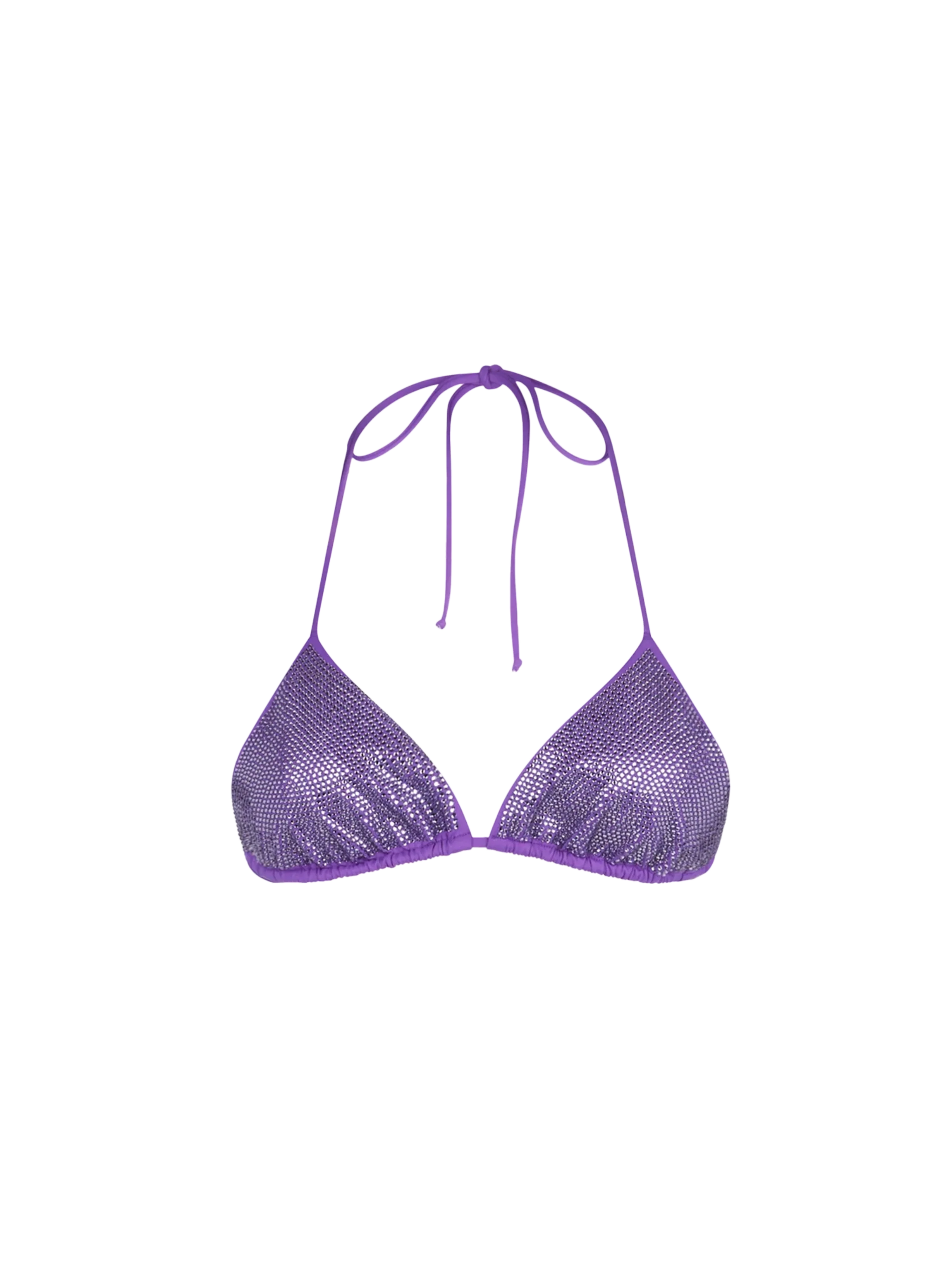 Traje de baño triangular morado con pedrería para mujer
