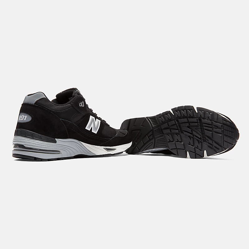 Męskie buty MADE in UK 991v1 – czarne ze srebrnym