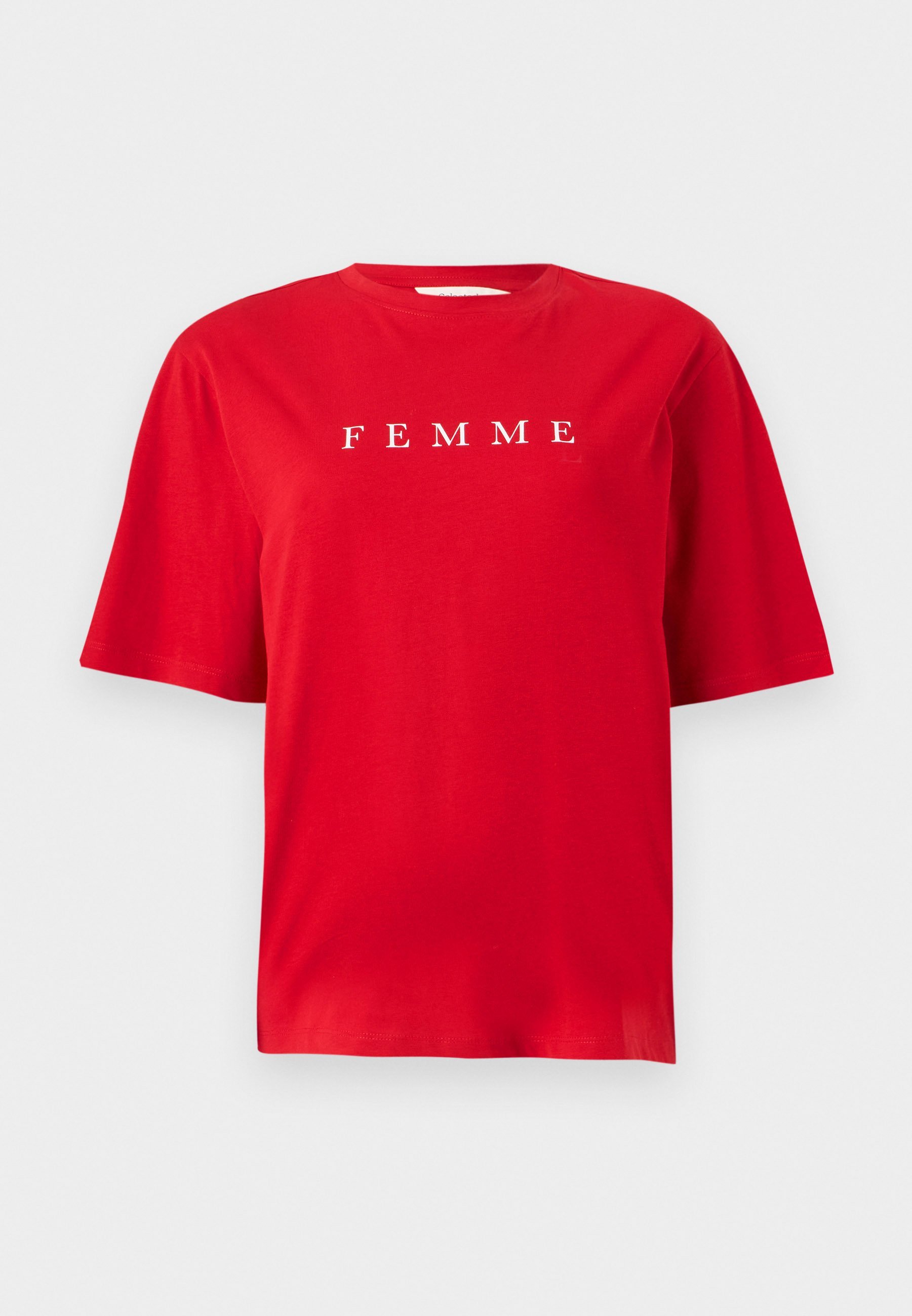 Selected Femme SLFVILJA PRINTED TEE - Bedrucktes T-Shirt - Reitrot