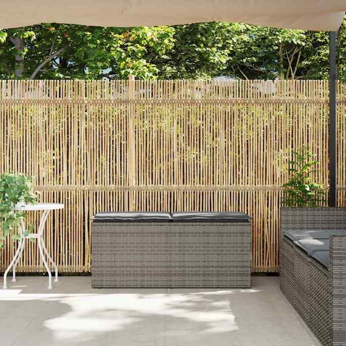 STAR SALE® Gartenbank (1 Stück) - Bank - mit Kissen - grau 110x40x44 cm, Kunstharz, T4381