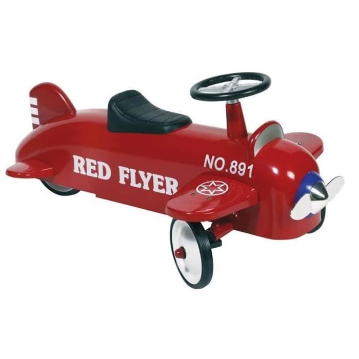 GOKI Girello in metallo a forma di aereo - Rosso - Primi passi per bambini di 1 anno