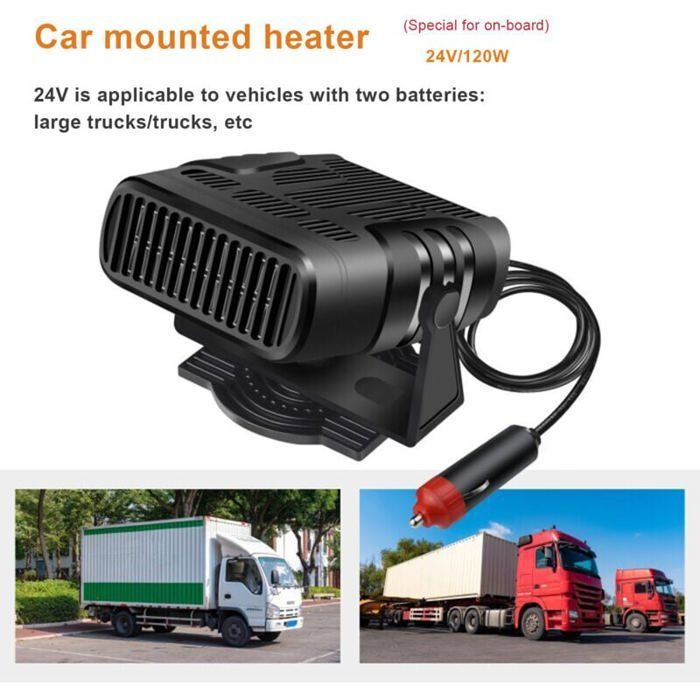 Riscaldatore per camion a doppio uso da 24 V, purificazione dell'aria calda e antiappannamento, ventilatore universale per parabrezza