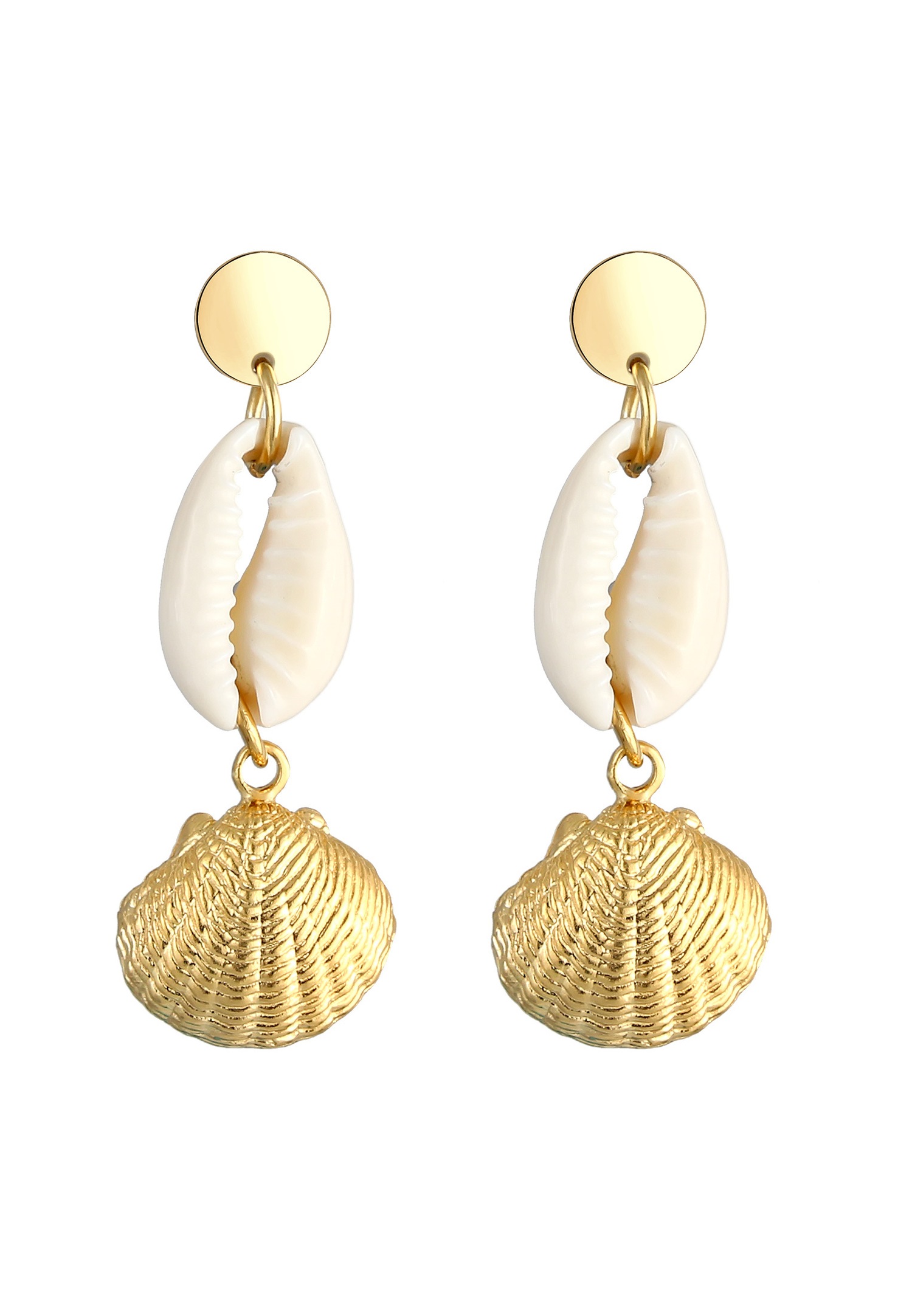 Elli Coquillages Été Plage Mer Boucles d'Oreilles Femme - (925/1000) Argent Plaqué Or