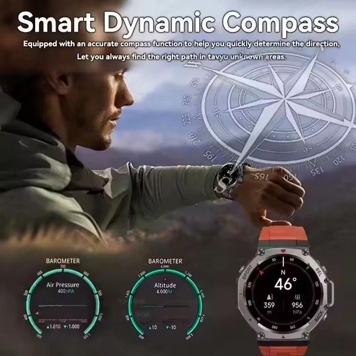Smartwatch - GATO NEGRO - T-rex 3 Ultra - GPS integrato - Resistente all'acqua fino a 5 ATM - AMOLED da 48 mm