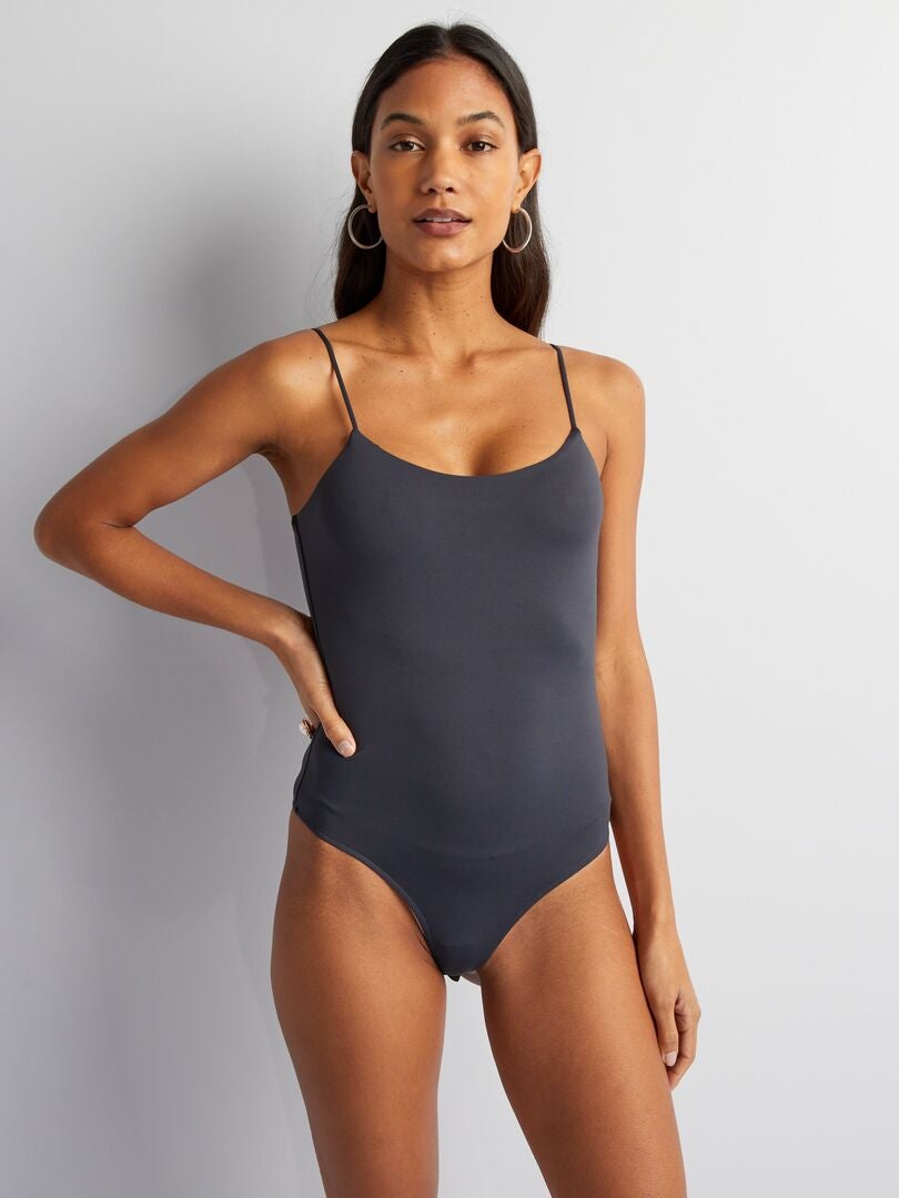 Neopreen bodysuit met dunne bandjes - GRIJS
