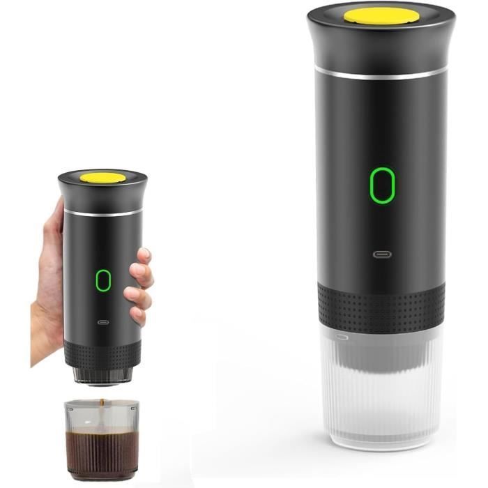 PRUMYA Machine à café portable 3-en-1 12V - Dosettes Senseo & café moulu, réservoir 60 ml, USB-C