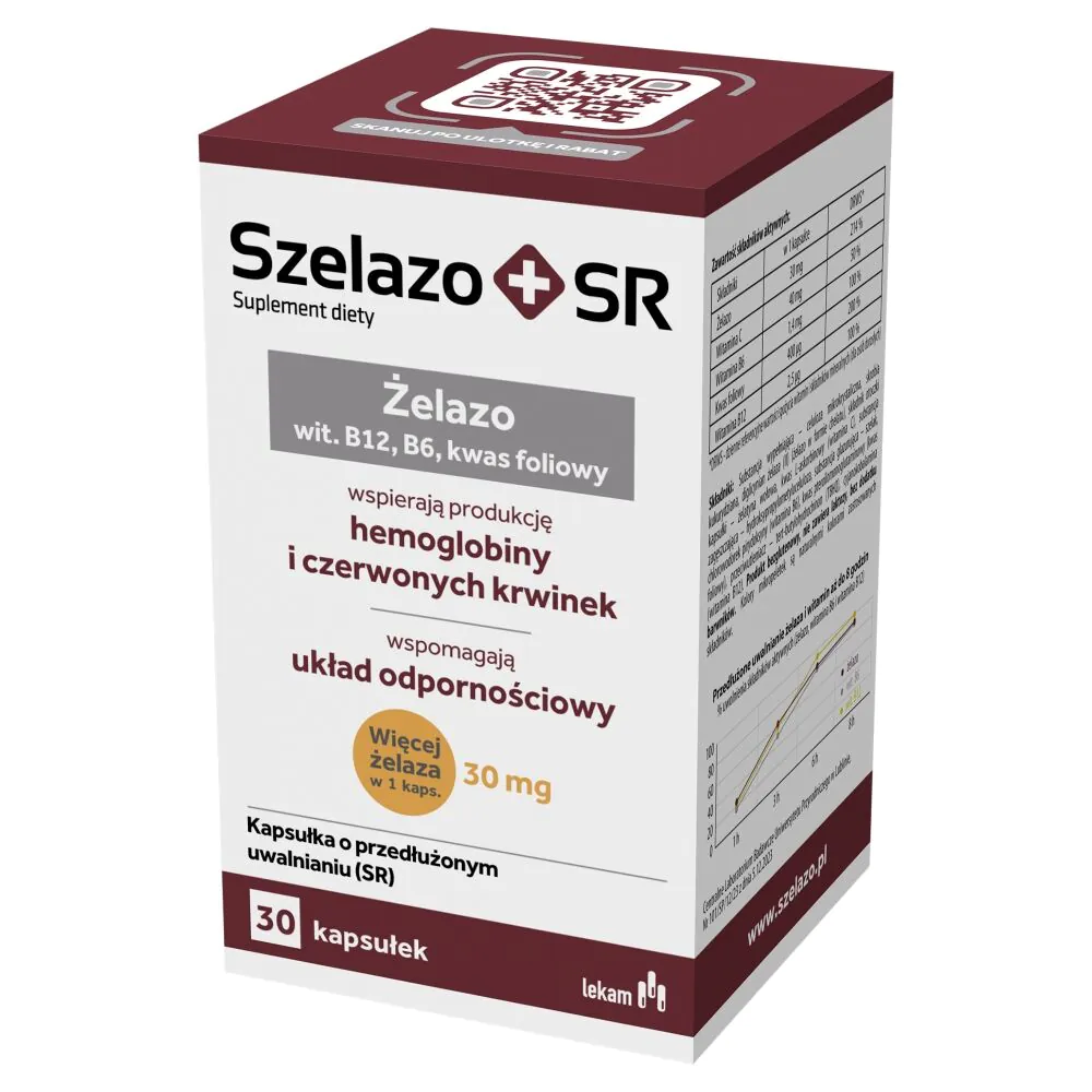 Szelazo+ SR, Suplement diety z żelazem i witaminami, Kapsułki