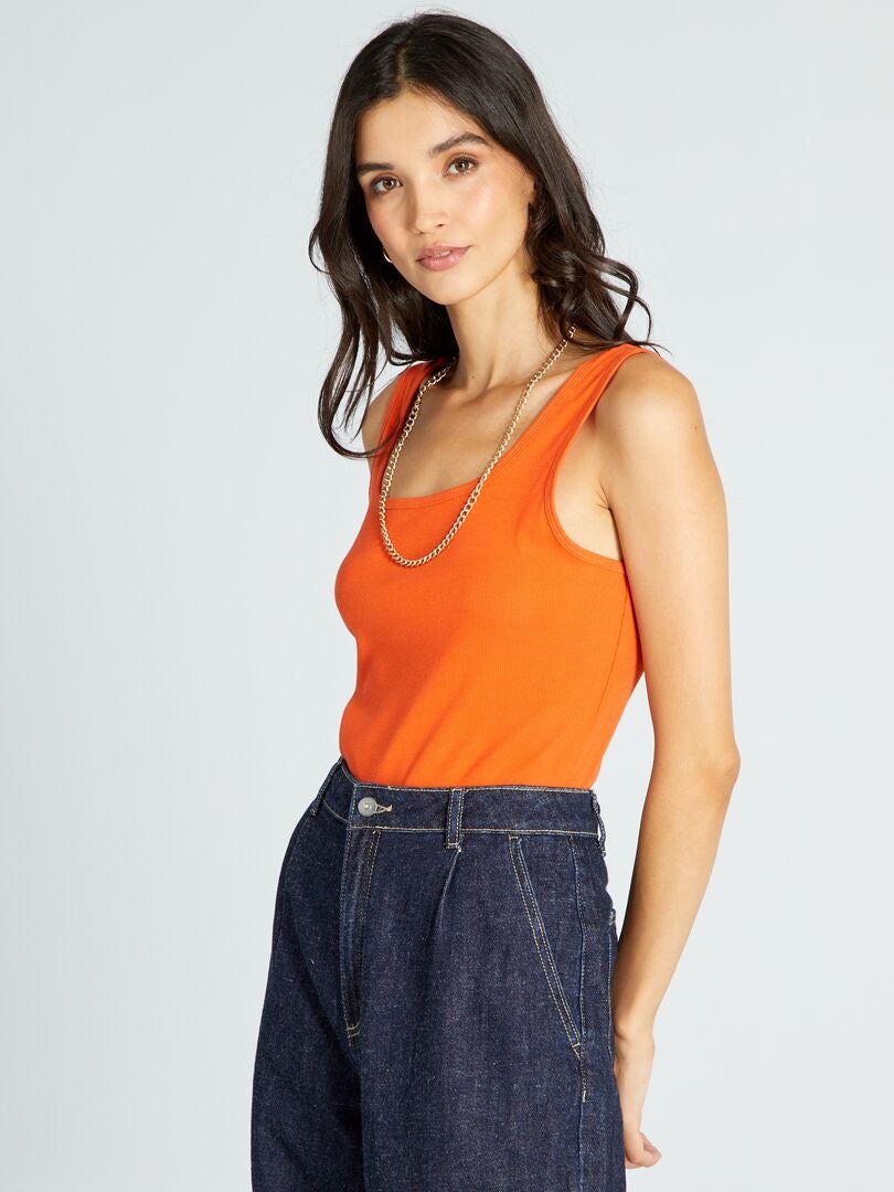 Geribbelde gebreide bodysuit - ROOD