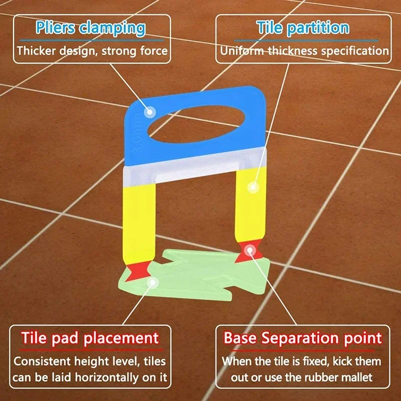 Tile Leveling System Clips 200-1000Pcs Tiles Leveler Spacers 1/1.5/2/2.5/3MM for Ceramic Tile Laying Leveling Construction Tools