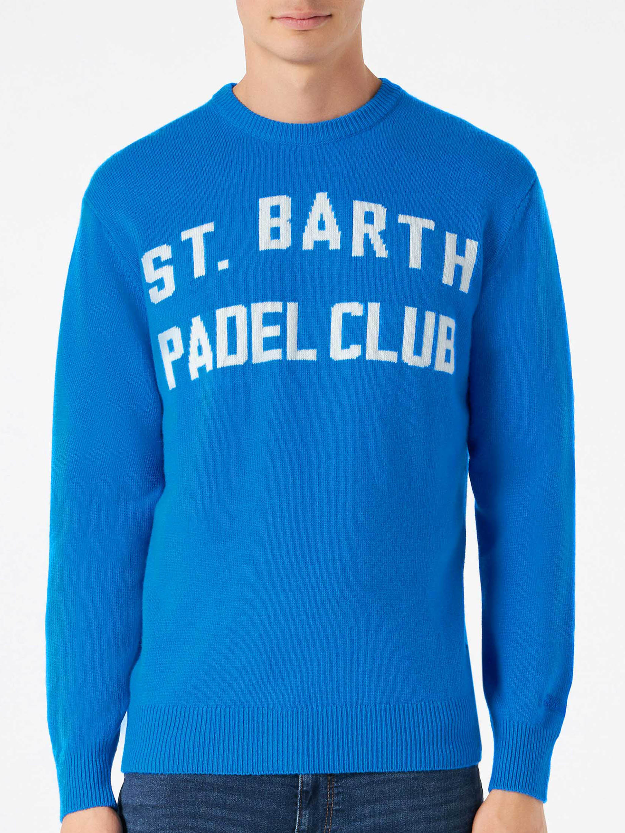 Suéter masculino com a inscrição St. Barth Padel Club.
