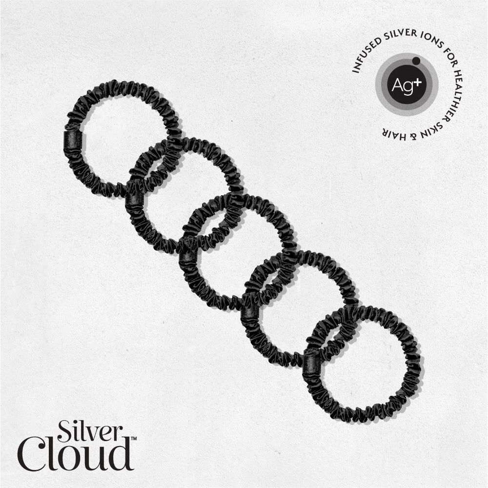 Chouchous fins en satin noir Silver Cloud
