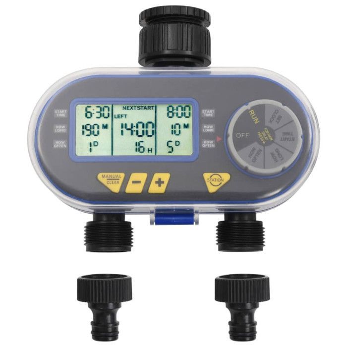 vidaXL Automatische digitale bewateringstimer met dubbele irrigatie-uitlaat voor gazon, tuin, achtertuin, kas en bloembed (48039)