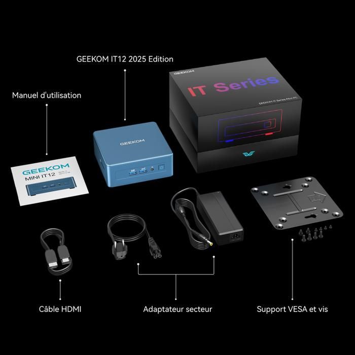 Mini-pc - GEEKOM Mini IT12 - Intel Core i5-12450H - 16 GB DDR4 - 512 GB SSD - Windows 11 Pro - WiFi 6E - Bluetooth 5.2
