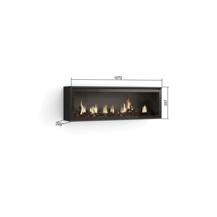 Lareira elétrica LED embutida com efeito de chama, 107x38x25cm, para sala de estar ou sala de jantar, preta, RF2332