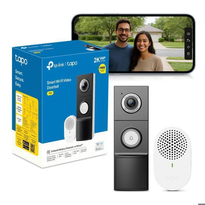 Cámara para timbre - TP-LINK - Tapo D235 - 2K 5MP - Visión nocturna a color - Audio bidireccional