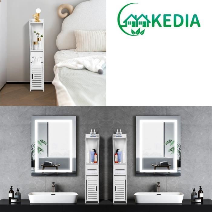 KEDIA. Mueble columna para baño, mueble alto para baño, sala de estar, cocina - Blanco 20*15*80cm